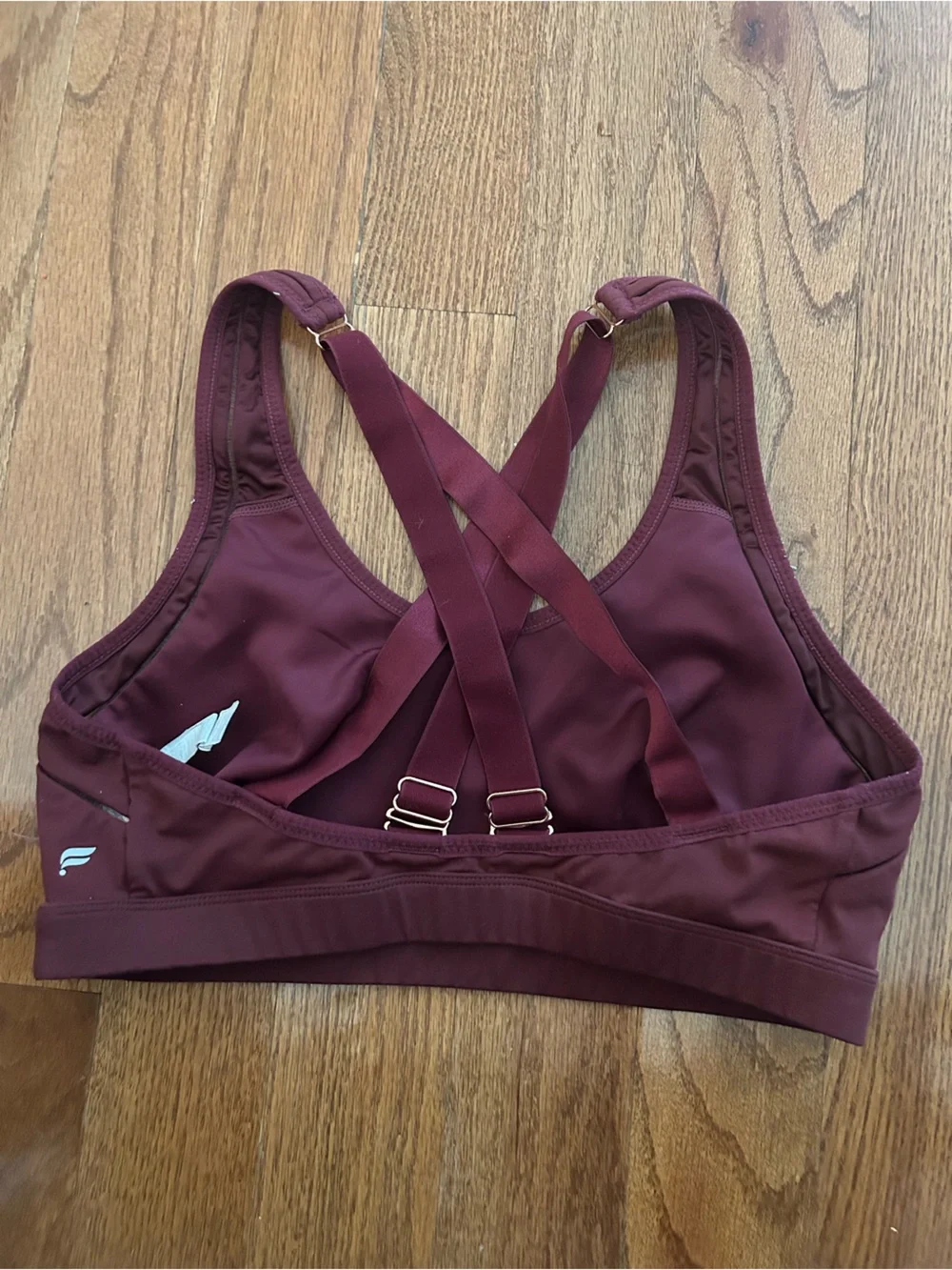 Fabletics Cross-Back Sports Bra in Deep Burgundy XL